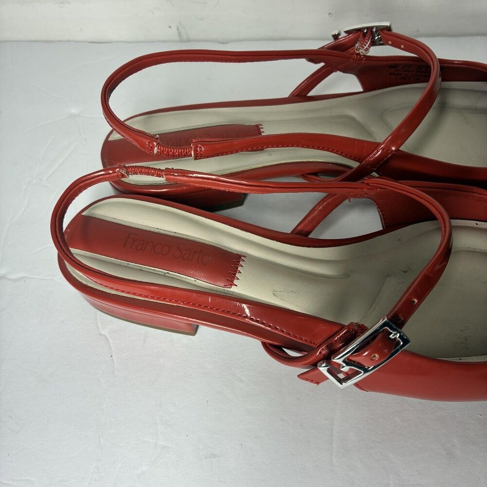 Franco Sarto L-DESTIN Shoes Womens Size 8 M Red Slingback Square Toe Flats Dress - Picture 15 of 16